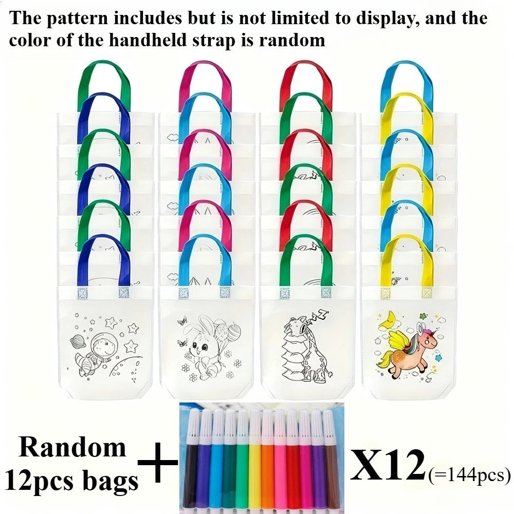 DIY Graffiti Gift Bags – 12 Bags & 144 Coloring Markers Set DIY Craft Kit Axl 12-bag 144-marker 23.8x22.5cm