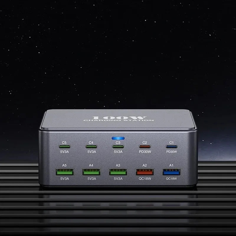 330W GaN 8-Port Charging Station – USB-C 100W PD Fast Charger GaN Charging Station Axl