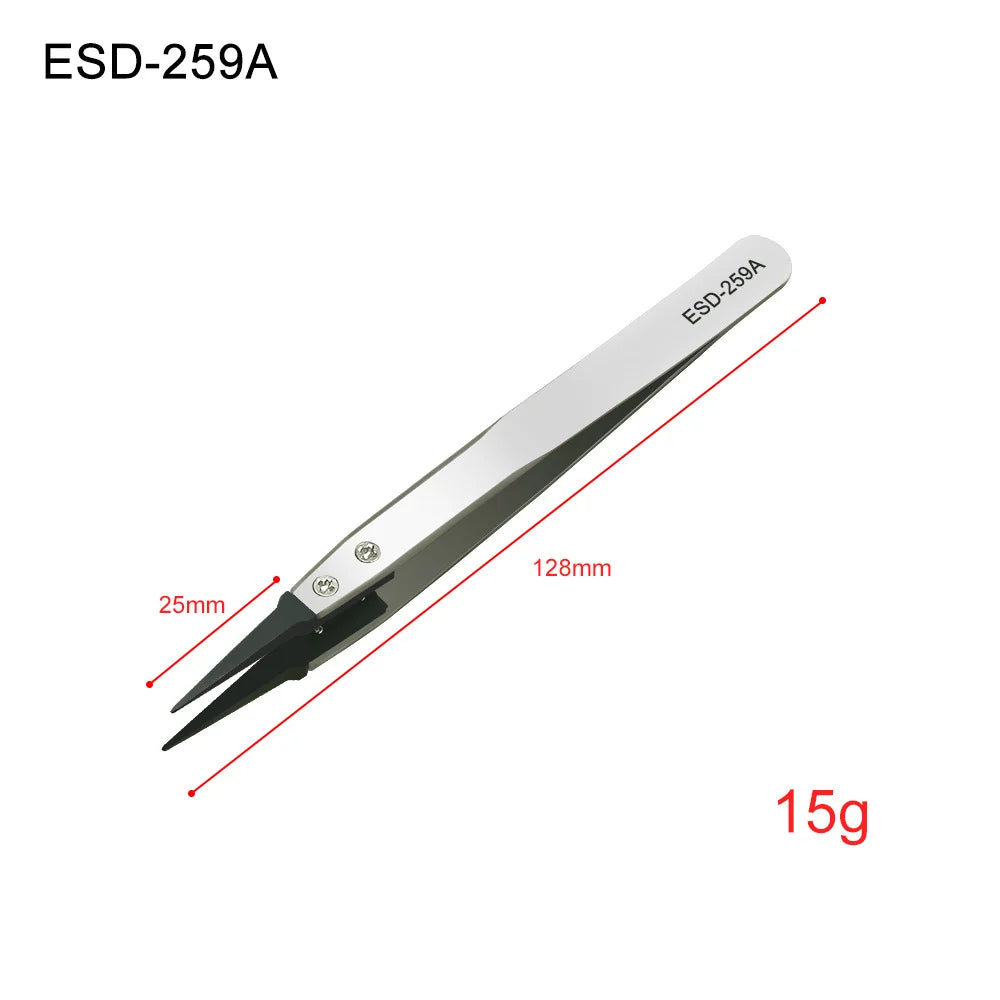 ESD-Safe Precision Tweezers – Anti-Static Stainless Steel Tips Precision Tweezers Axl Silver 1pcs