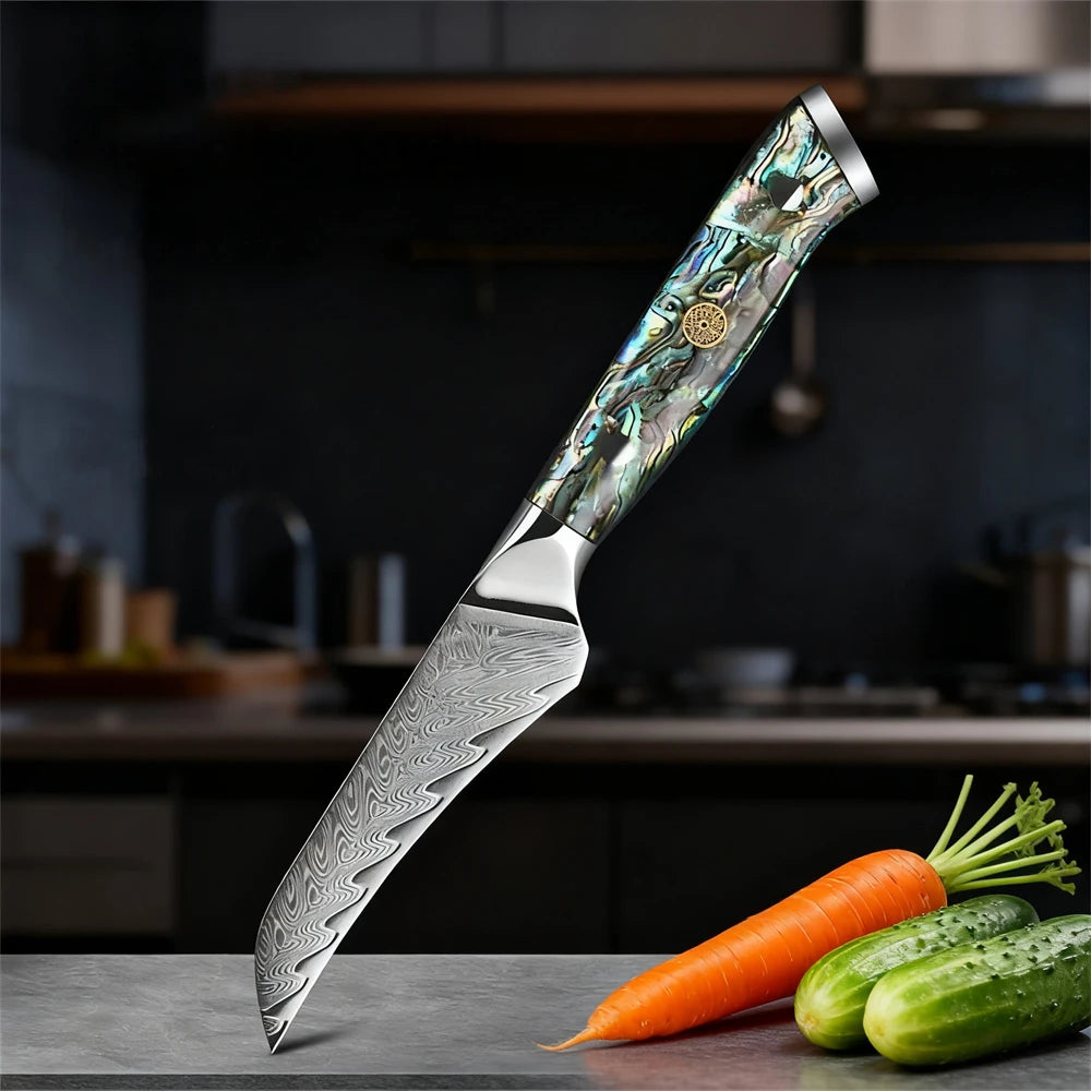 67-Layer Damascus Steel Paring Knife – Sharp Kitchen Blade Damascus Paring Knife Axl