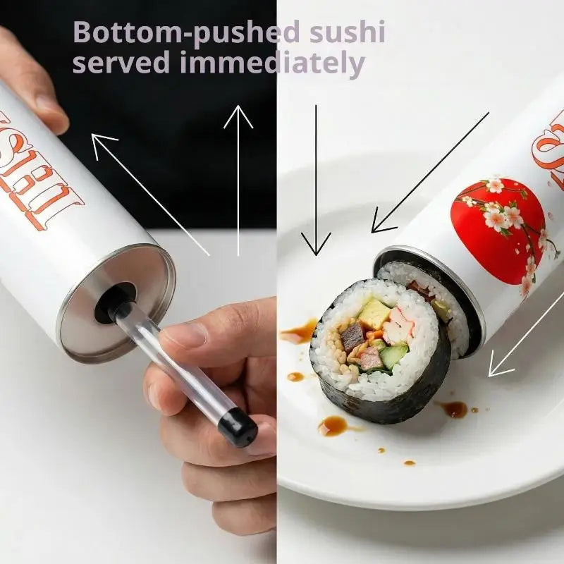 Round Sushi Push Box Mold – Cone Paper Bucket with Sauce Straw Sushi Packaging Box Axl