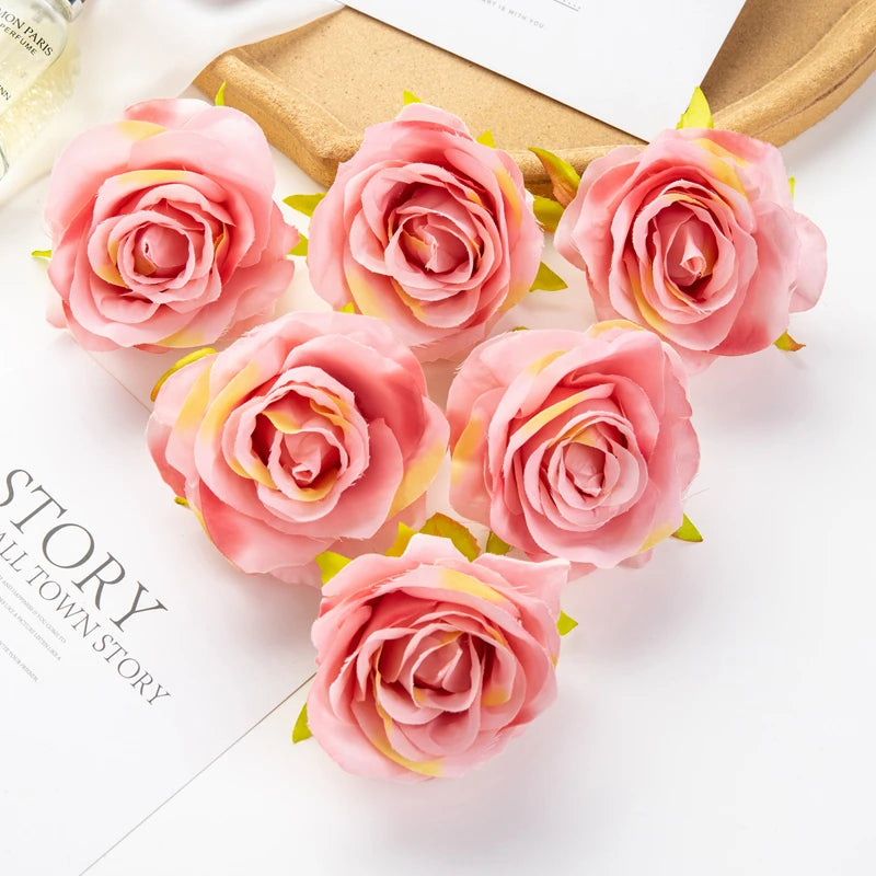 Artificial Silk Roses 10 Pcs – Wedding Bouquet & Home Décor Artificial Silk Flowers Axl Pink