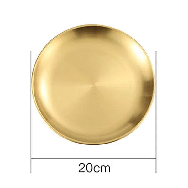 Stainless Steel Camping Plate – Stackable Rust-Proof Dinner Plate Camping Dinner Plate Axl 20cm Gold Plate