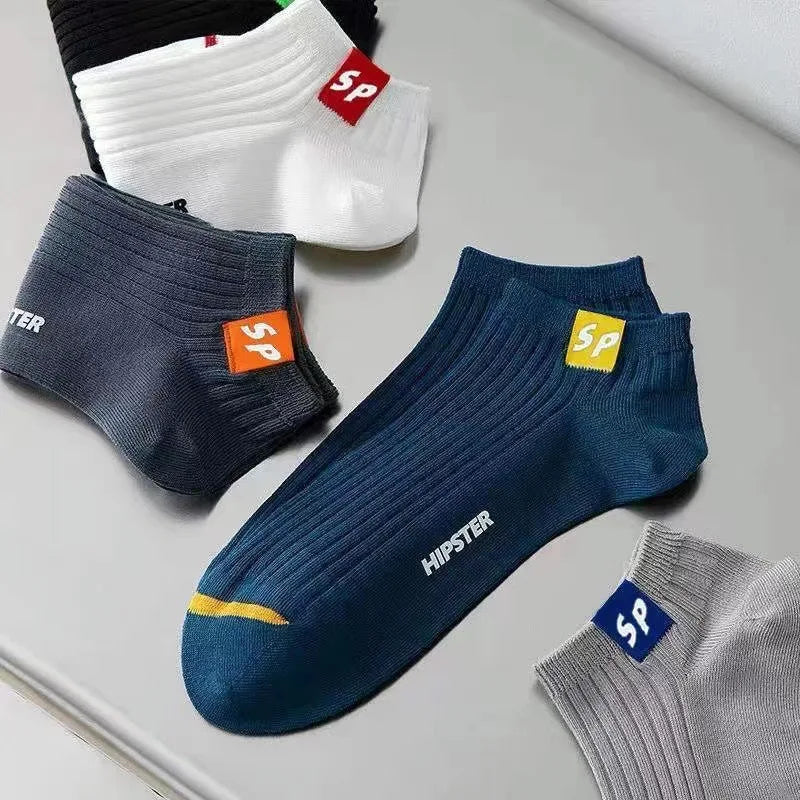 5-Pack Men's Low Cut Breathable Cotton Boat Socks Men's Casual Socks Axl