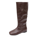 Women's Knee-High Slip-On Knight Boots | Square Toe Platform Women's Knee-High Boots Axl 38 Brown