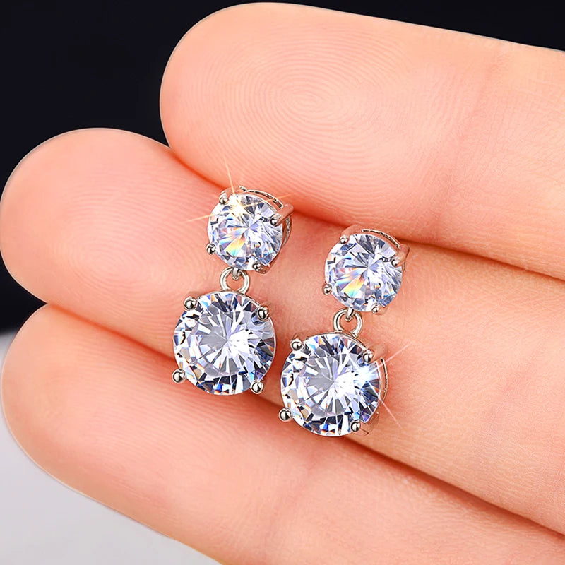 Huitan Cubic Zirconia Silver Dangle Drop Earrings for Women Dangle Drop Earrings Axl E3055