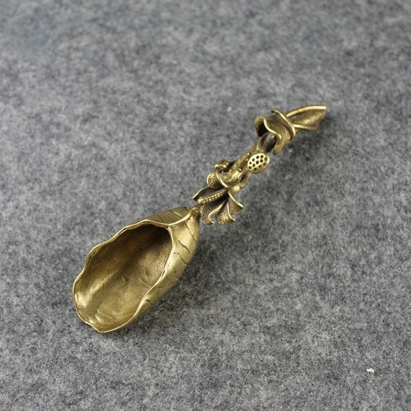 Pure Copper Tea Scoop – Lotus Bamboo Coffee Spoon Set Tea Scoop Spoon Axl