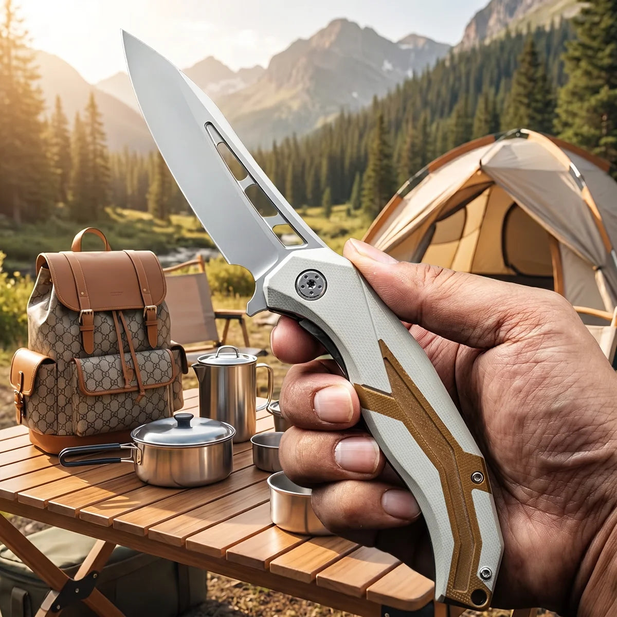 G10 Folding Knife – D2 Steel Blade for Camping & Hiking Folding Camping Knife Axl