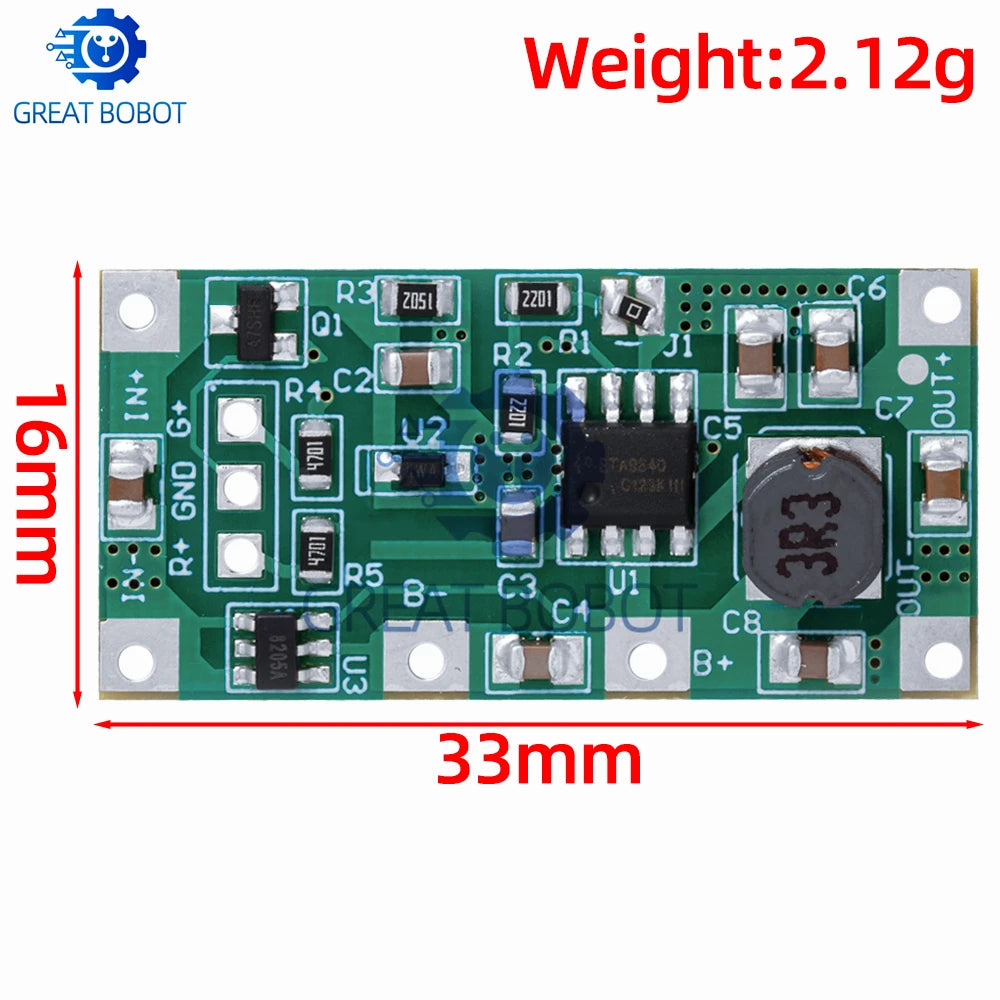 DC 5V–12V Step-Up Booster Module for 18650 Lithium Battery UPS Boost Converter Module Axl