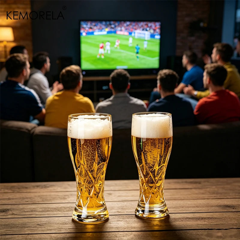 KEMORELA 400ml Glass Beer Mugs – 1 or 2 Pack | Party Drinkware Glass Beer Mug Axl