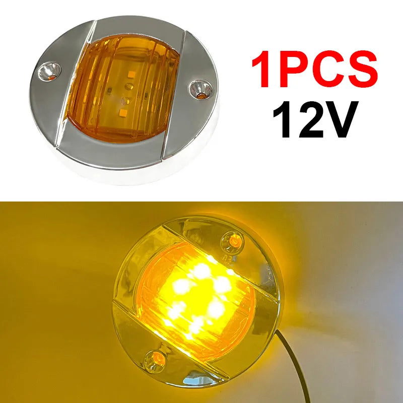 DC 12V/24V Marine LED Stern Light – Round IP67 Boat Tail Lamp Marine LED Light Axl 12V Yellow 1Pcs