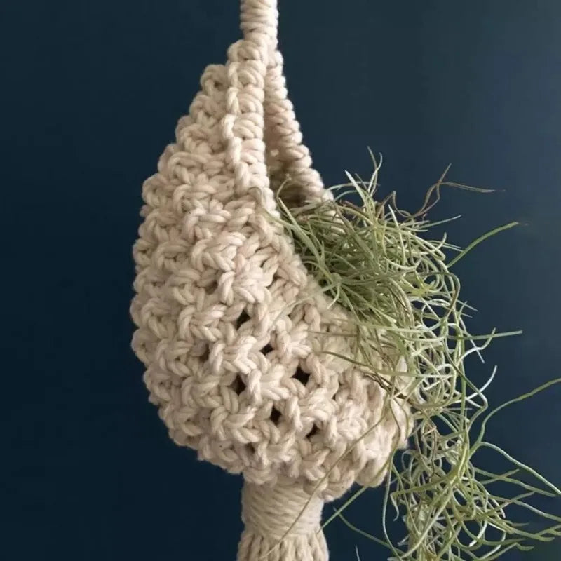 Pineapple Macrame Hanging Basket | Cotton Woven Plant Holder Macrame Plant Hanger Axl