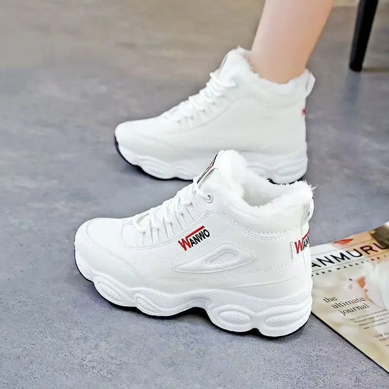 Women's Winter Velvet Snow Boots – Warm Flat Mid-Calf Lace-Up Women's Snow Boots Axl