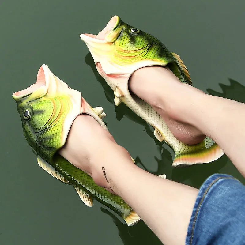 Lorilury Fish Slippers – Novelty Animal Flip Flops, Plus Size Novelty Slippers Axl