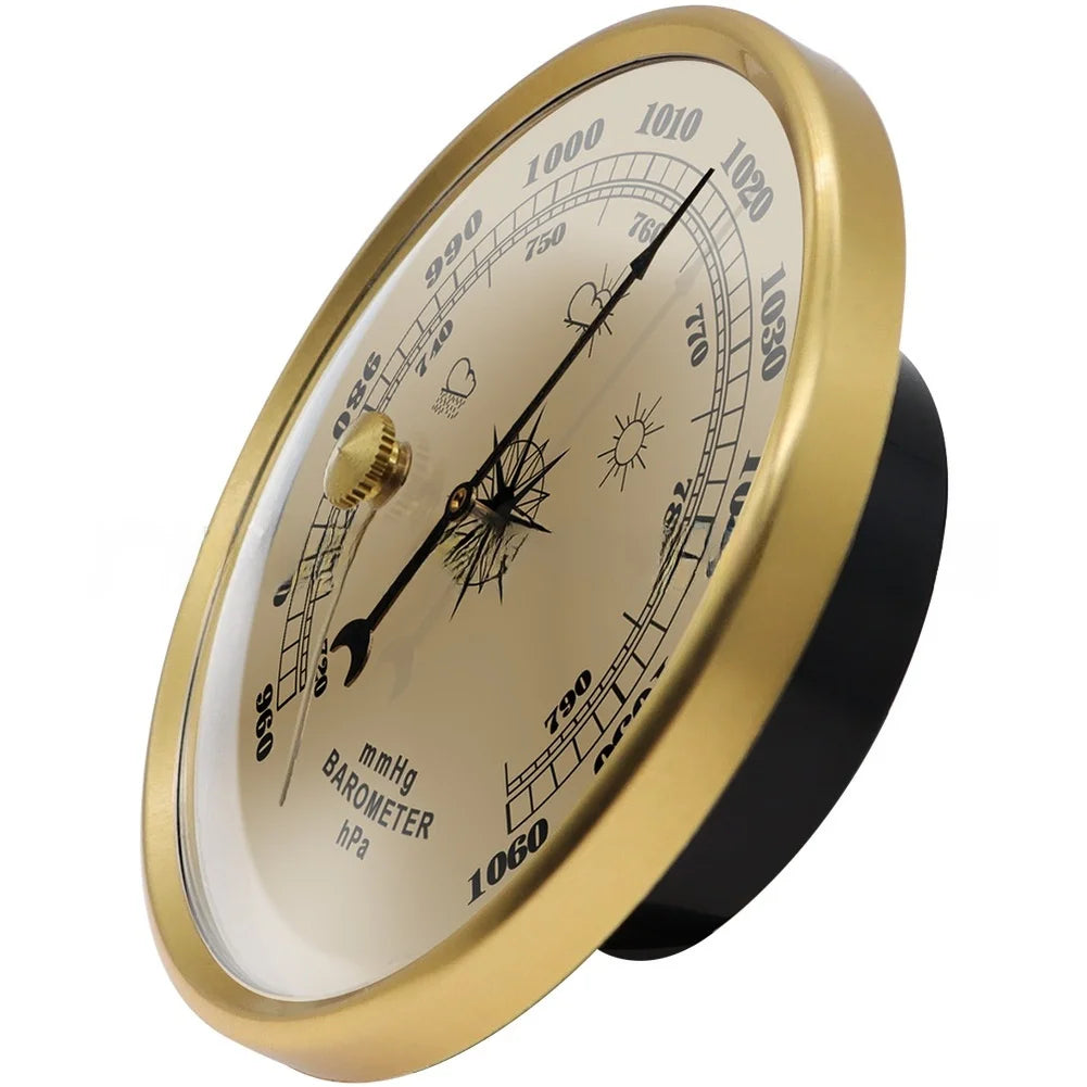 HYT039 Analog Wall Barometer – Gold, 960–1060 hPa Analog Wall Barometer Axl