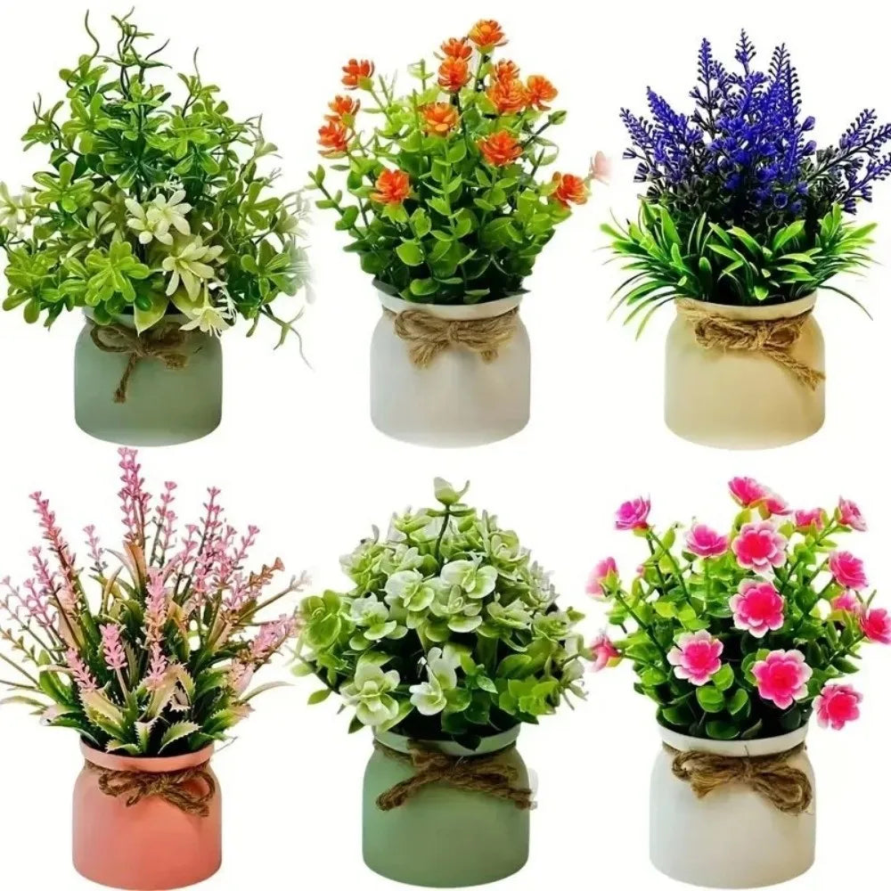 Mini Artificial Potted Flower Bonsai | Fake Plant Table Decor Artificial Potted Plant Axl