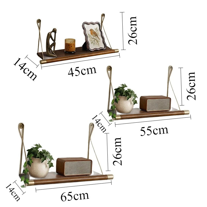 Retro Floating Wall Rack – Solid Wood Shelf & Home Organizer Floating Wall Shelf Axl Brown-3 Pieces