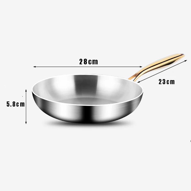 KEMORELA 316 Stainless Steel Frying Pan 7-Ply 28cm Wok Stainless Steel Frying Pan Axl 28CM