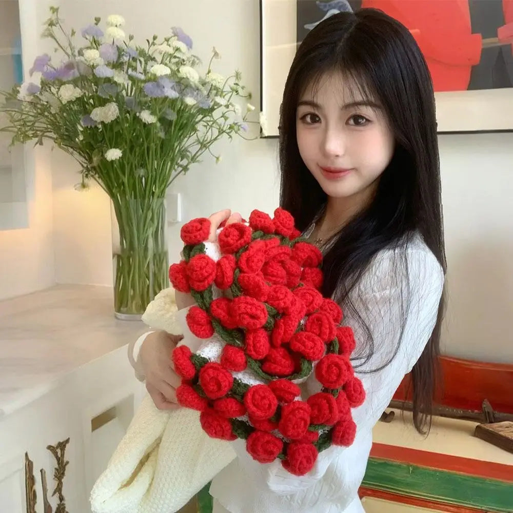 DIY Crochet Rose Bouquet Blanket Kit – 100% Cotton Material Pack Crochet Craft Kit Axl