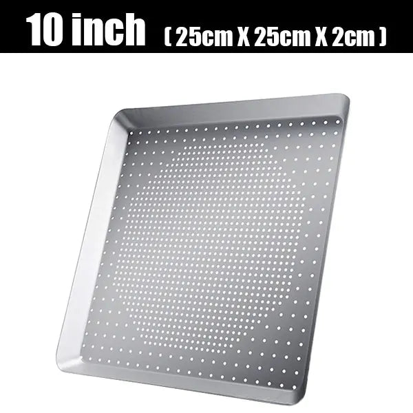 Nonstick Square Perforated Pizza Pan – 8/10/12 Inch Aluminum Pizza Baking Pan Axl 10inch
