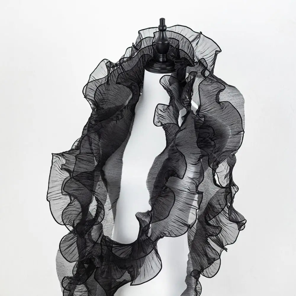 1 Yard Pleated Lace Ribbon 12cm Wide – Ruffle Sewing Trim Pleated Ruffle Ribbon Axl black