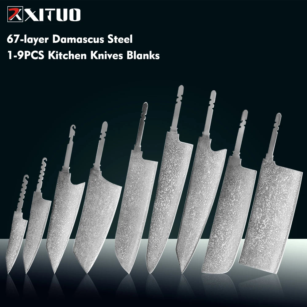 Damascus Knife Blanks 1–9 PCS | 67-Layer VG10 Steel DIY Blades Damascus Knife Blanks Axl