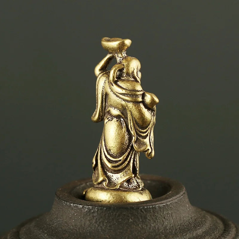 Copper Maitreya Buddha Miniature Figurine – Brass Pocket Statue Buddha Figurine Axl