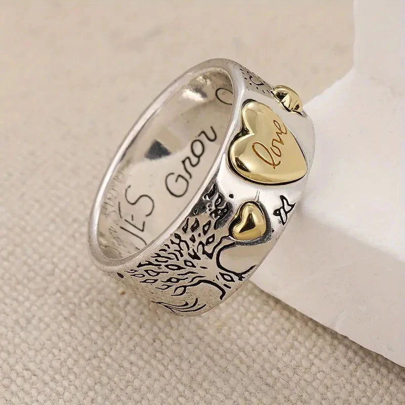 Huitan Two-Tone Heart Ring for Women | Statement Fashion Ring Statement Fashion Ring Axl