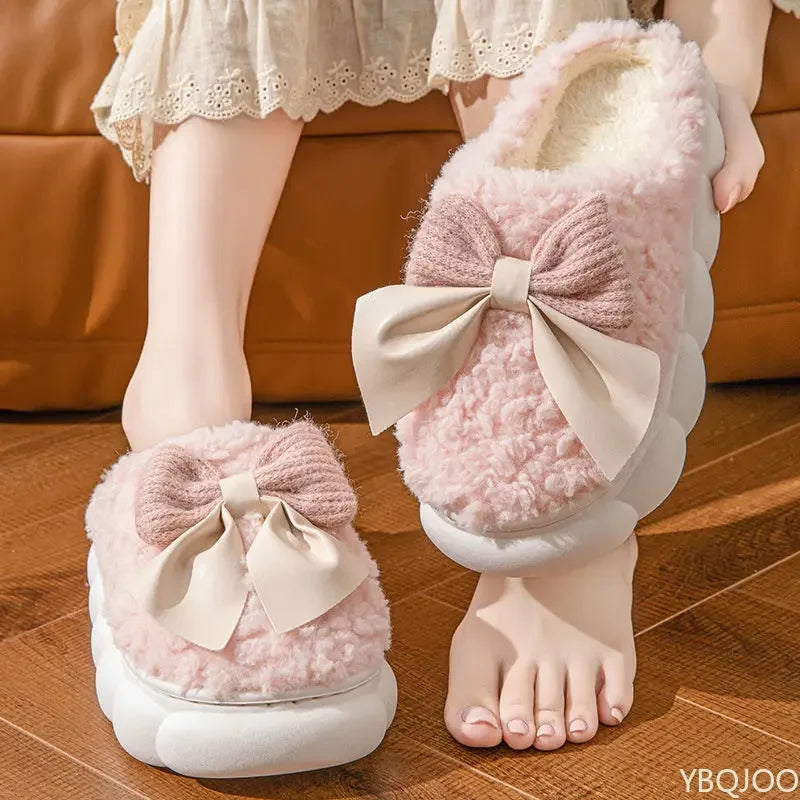 Women's Butterfly Cotton Slippers – Warm Thick Sole Indoor Indoor House Slippers Axl