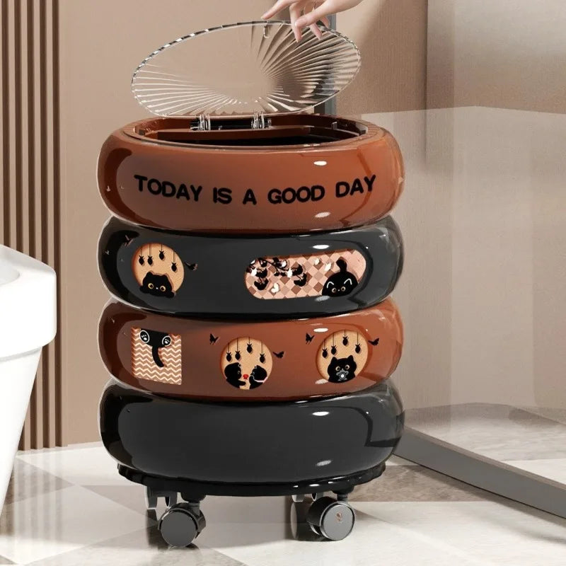 High-Capacity Press-Top Trash Can with Cover | Kitchen & Bathroom Trash Can Axl