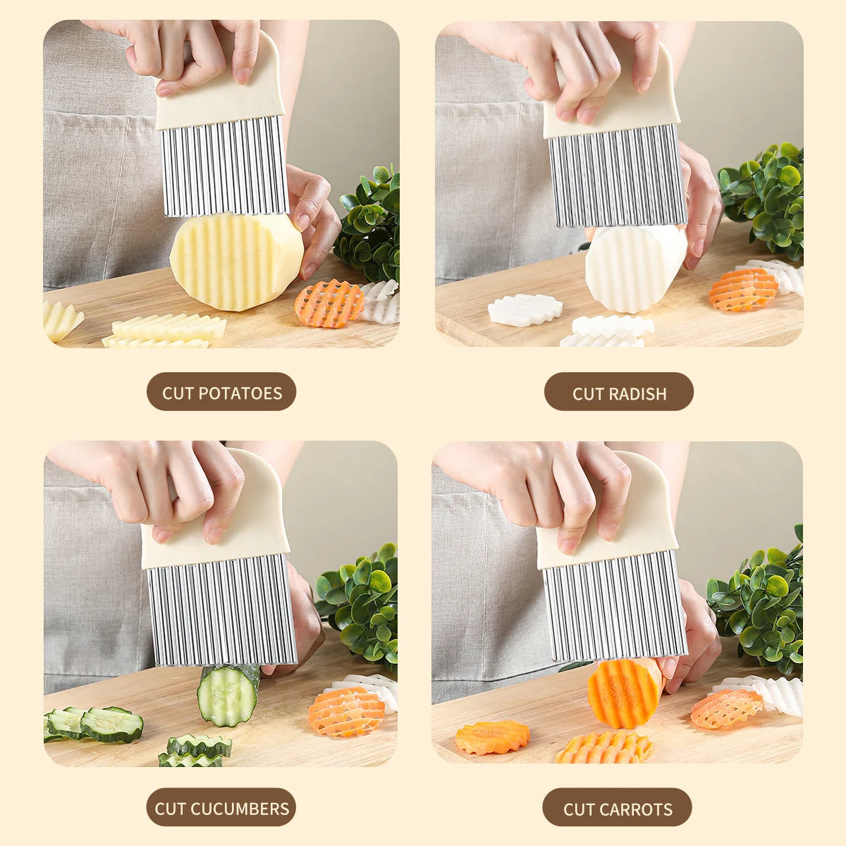 Stainless Steel Wavy Crinkle Cut Knife – Vegetable & Potato Slicer Vegetable Slicer Knife Axl