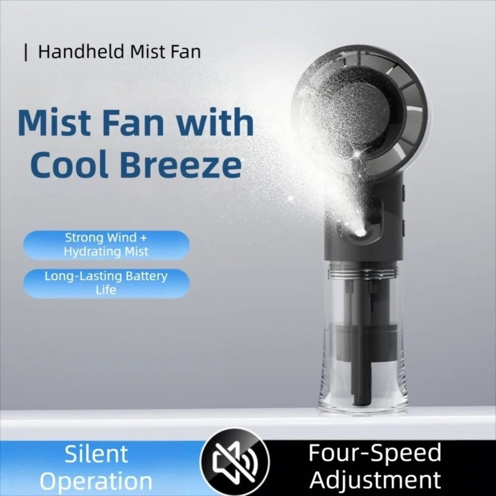 USB Rechargeable Handheld Misting Fan – 4 Speeds & Compact Handheld Misting Fan Axl Black