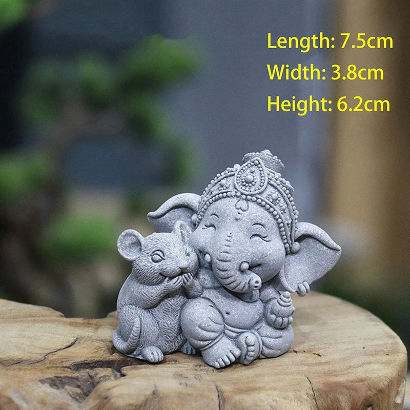 Stone Elephant Prayer Statue – Guardian Home Décor Figure Decorative Figurine Axl A2