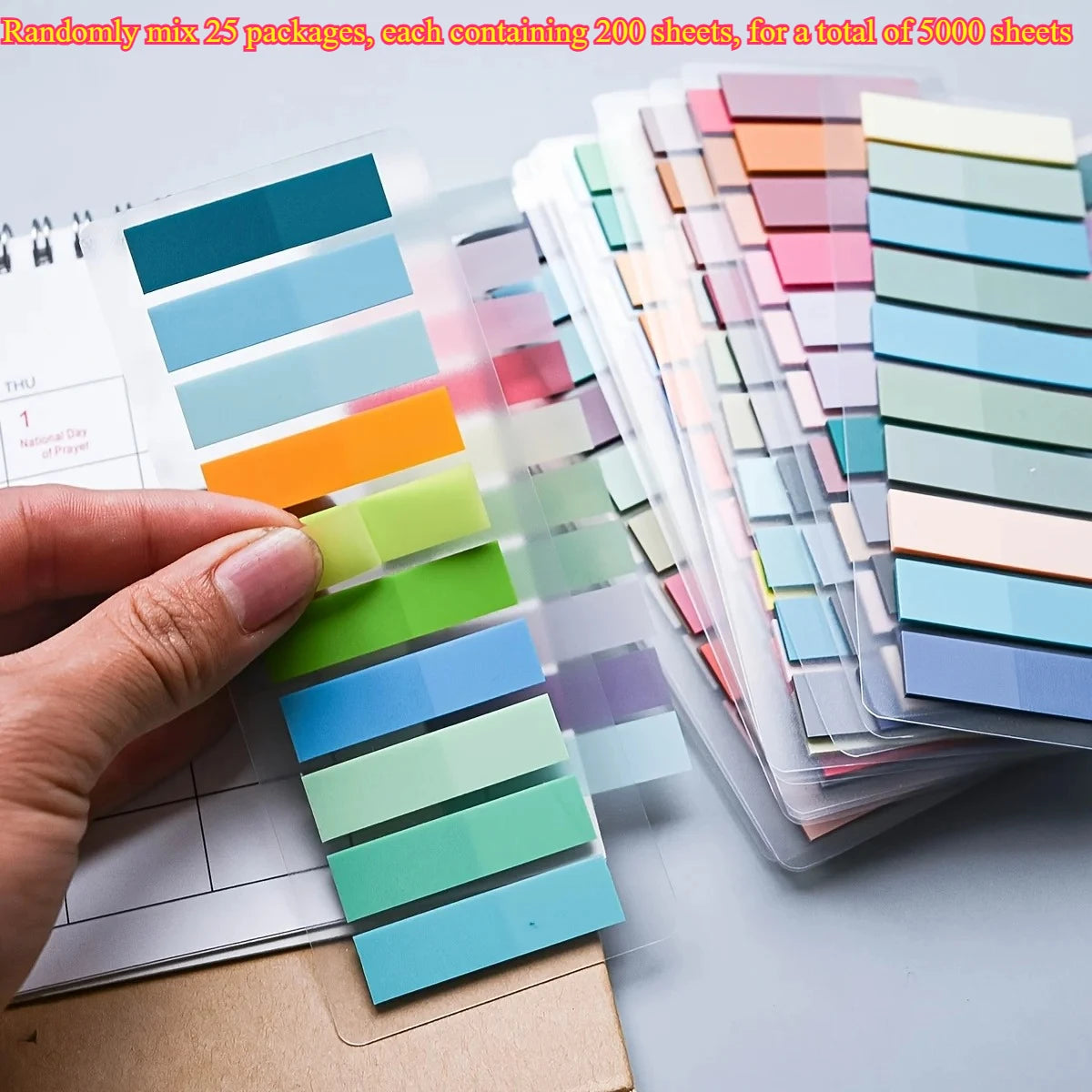 5000 Morandi Color Index Tabs – Transparent PET Sticky Notes Index Tab Sticky Notes Axl Translucent-25packs