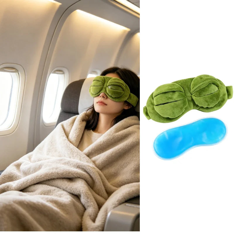 3D Frog Plush Sleep Mask with Ice Pack – Cartoon Eye Mask Plush Sleep Mask Axl