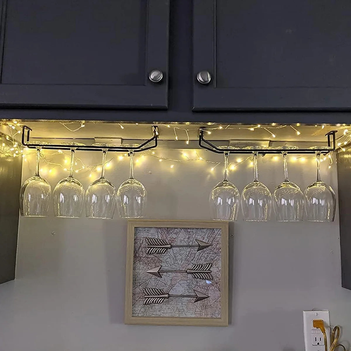 Under Cabinet Wine Glass Rack – Single Rail Stemware Holder Wine Glass Rack Axl