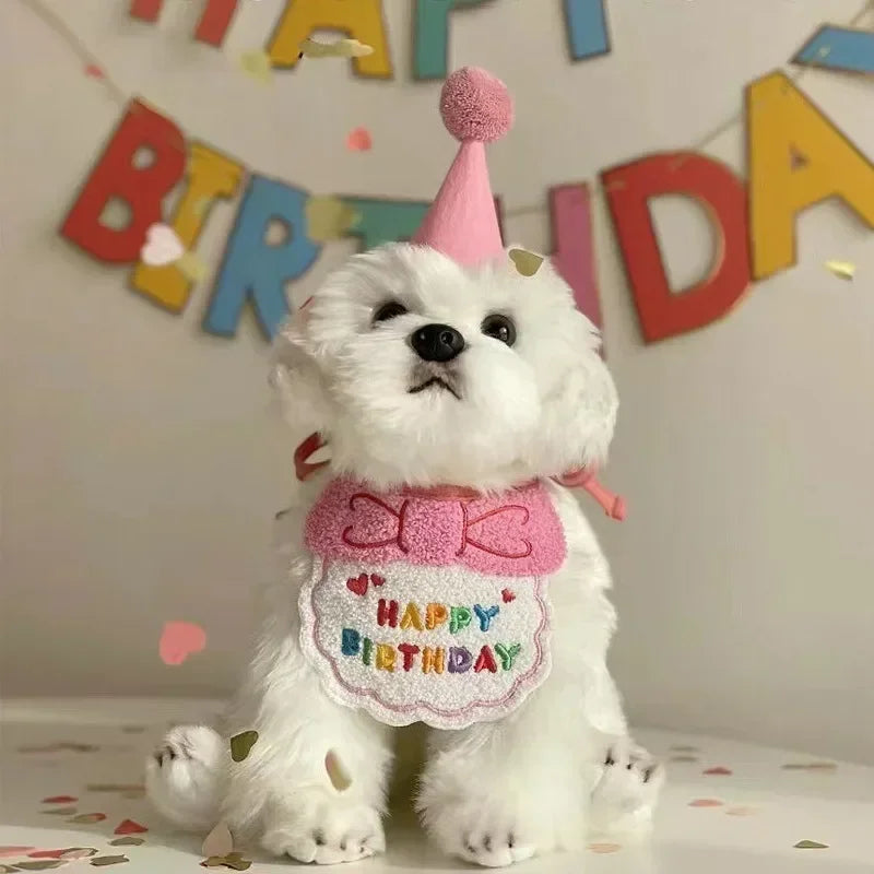 Pet Birthday Hat & Scarf Set – Cute Cat & Dog Accessories Pet Costume Set Axl
