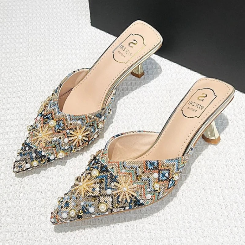 Women's Rhinestone High Heel Slippers – Bridal Wedding Shoes High Heel Slippers Axl