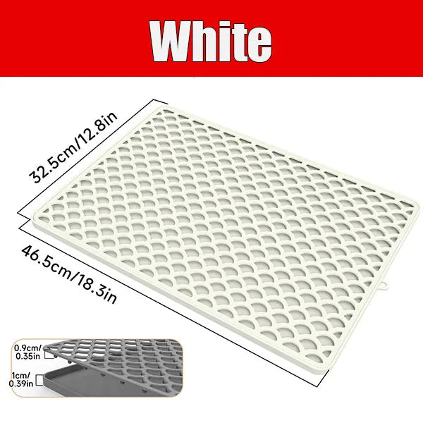Extra Large Silicone Dish Drying Mat – Double-Layer Non-Slip Dish Drying Mat Axl White 46.5x32.5cm