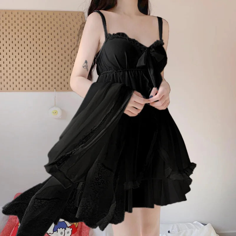 Women's Lace Bow Mesh Nightgown & Robe Set – White Sleepwear Nightgown Robe Set Axl Black suspenders 4XL