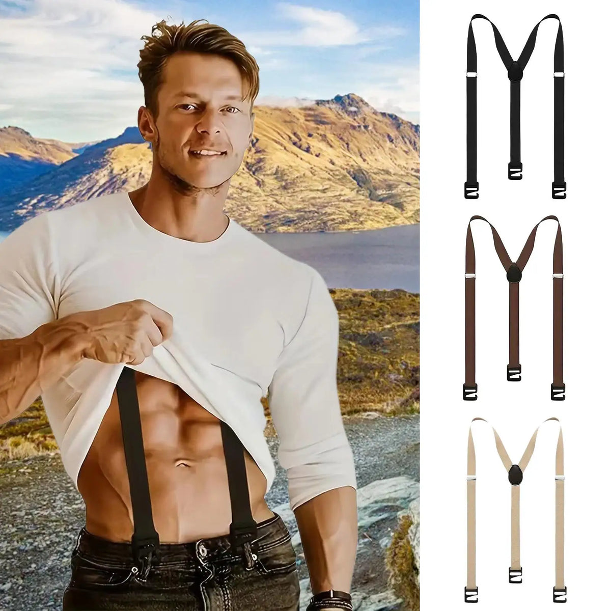 Men's Y-Back Invisible Suspenders – Adjustable Heavy Duty Suspenders Axl