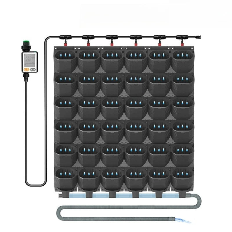 Modern Wall Planter Set with Irrigation System | Balcony Pots Wall Planter Set Axl EU Black
