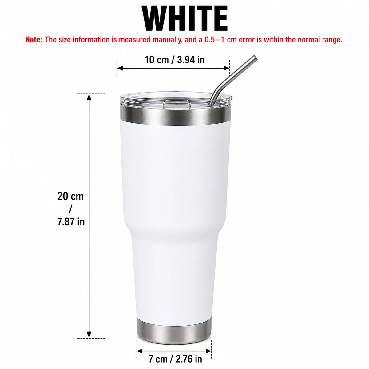 Uwhise 30oz Insulated Tumbler Vacuum Travel Mug with Straw Insulated Travel Tumbler Axl White 900ML