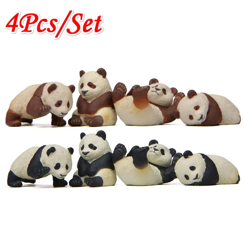 4-Piece Mini Panda Figurine Set – Micro Landscape Garden Decor Garden Miniature Figurines Axl