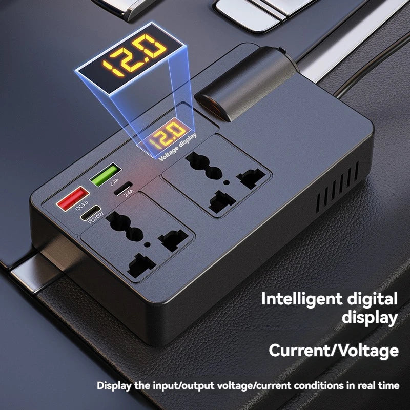 200W Car Power Inverter DC 12V/24V to AC 220V | QC 3.0 USB-C Car Power Inverter Axl
