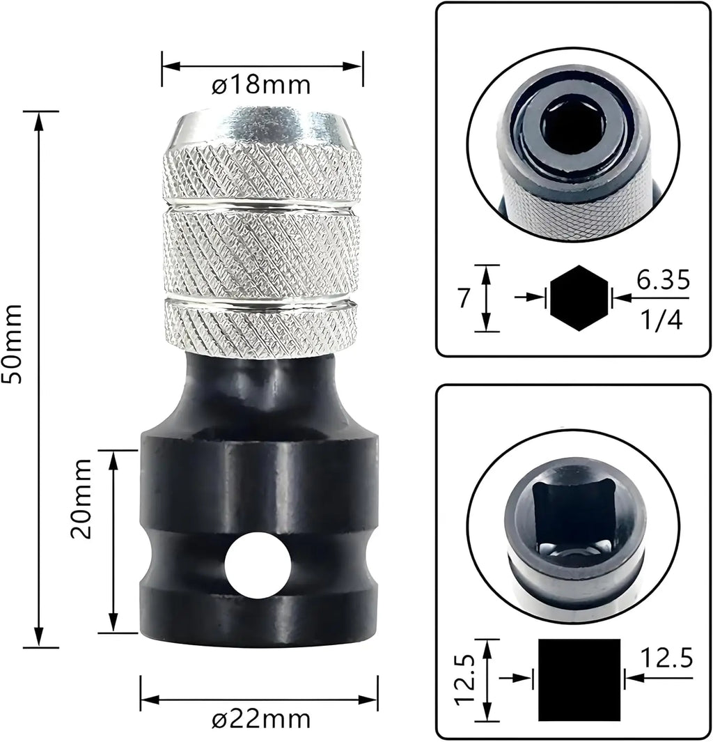 3-Pc Hex Quick-Change Adapter Set | Self-Locking Bit Holder Drill Bit Adapter Axl