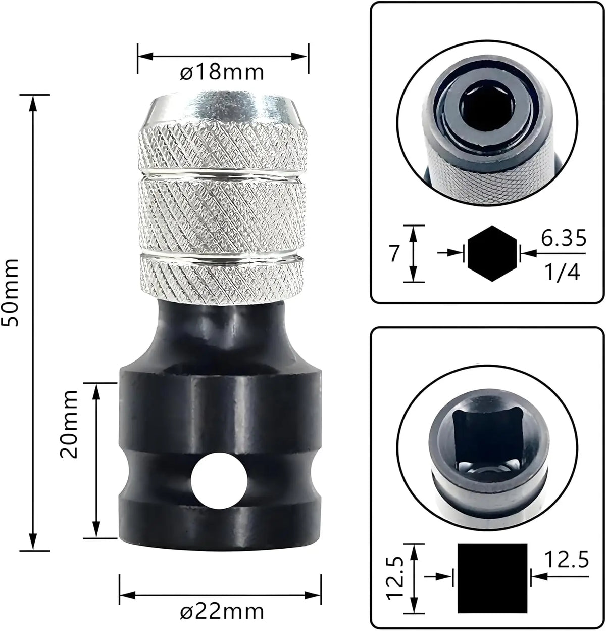 3-Pc Hex Quick-Change Adapter Set | Self-Locking Bit Holder Drill Bit Adapter Axl