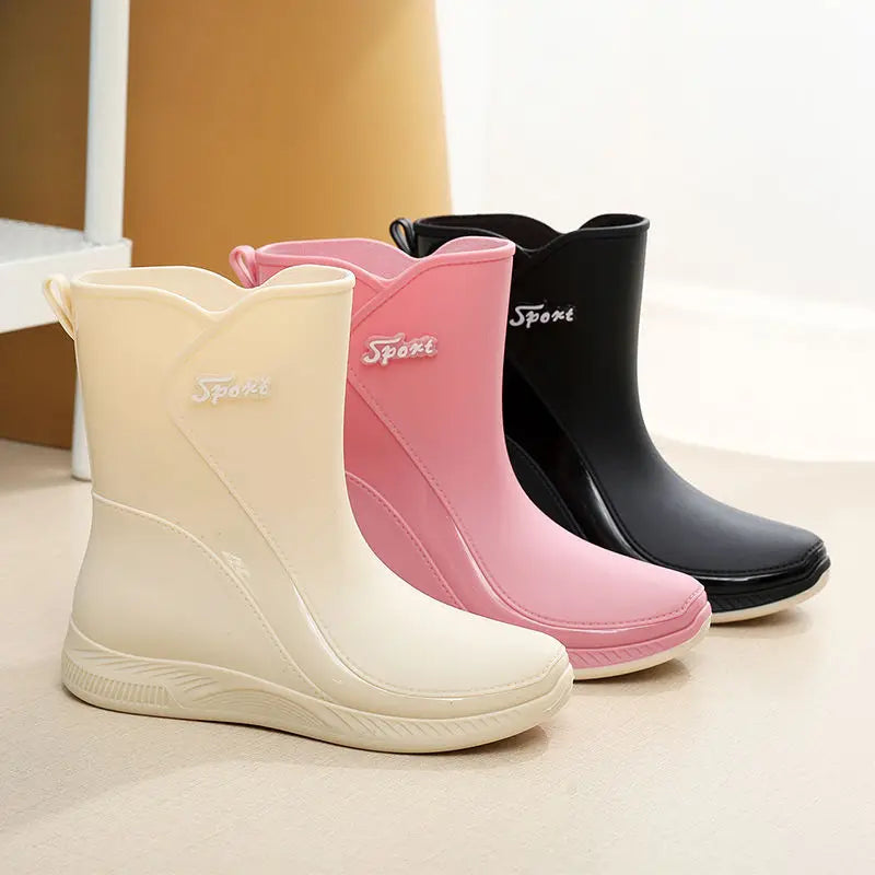 Lorilury Women's Mid-Calf Rain Boots – Waterproof Non-Slip PVC Women's Rain Boots Axl