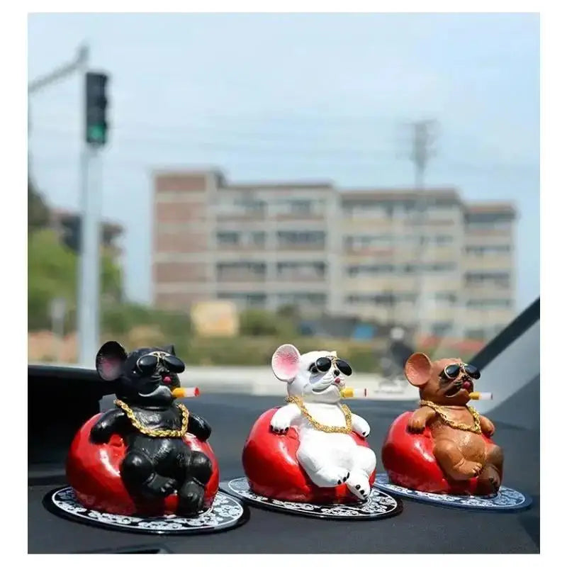 Bulldog Car Dashboard Figurine – Resin Dog Ornament Decor Car Dashboard Figurine Axl