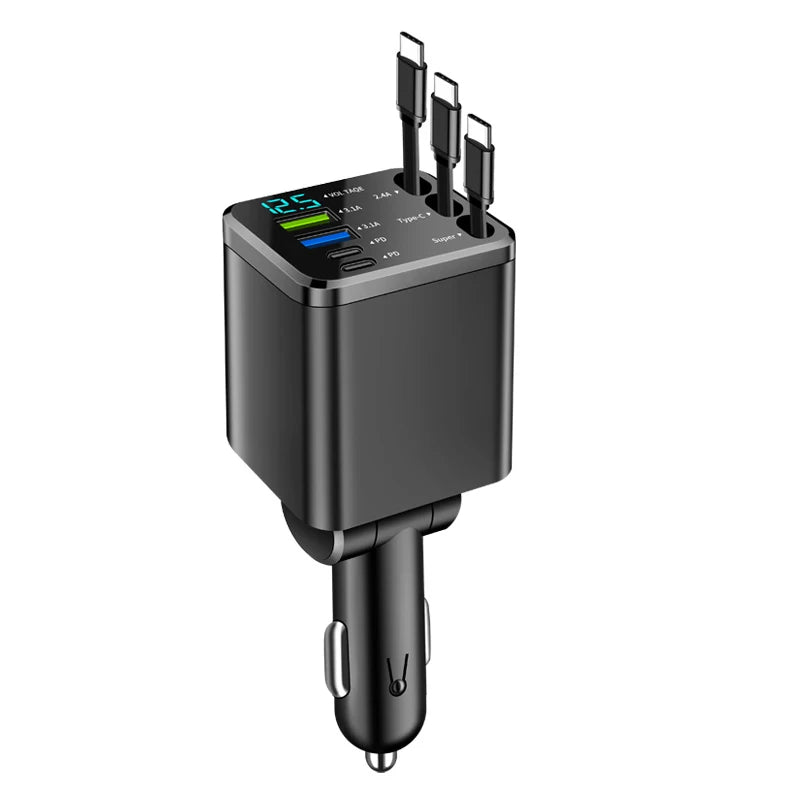 7-in-1 Retractable Car Charger USB-C Fast Charge 35W Car Charger Adapter Axl 7-in-1